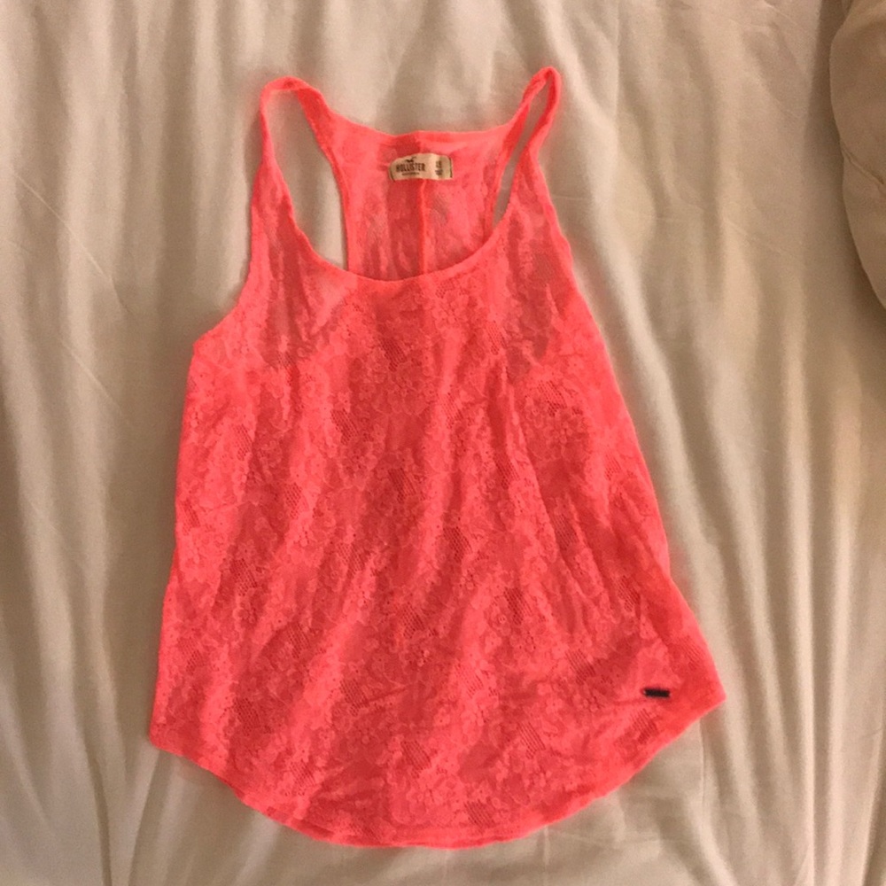 Hollister lace salmon tank top